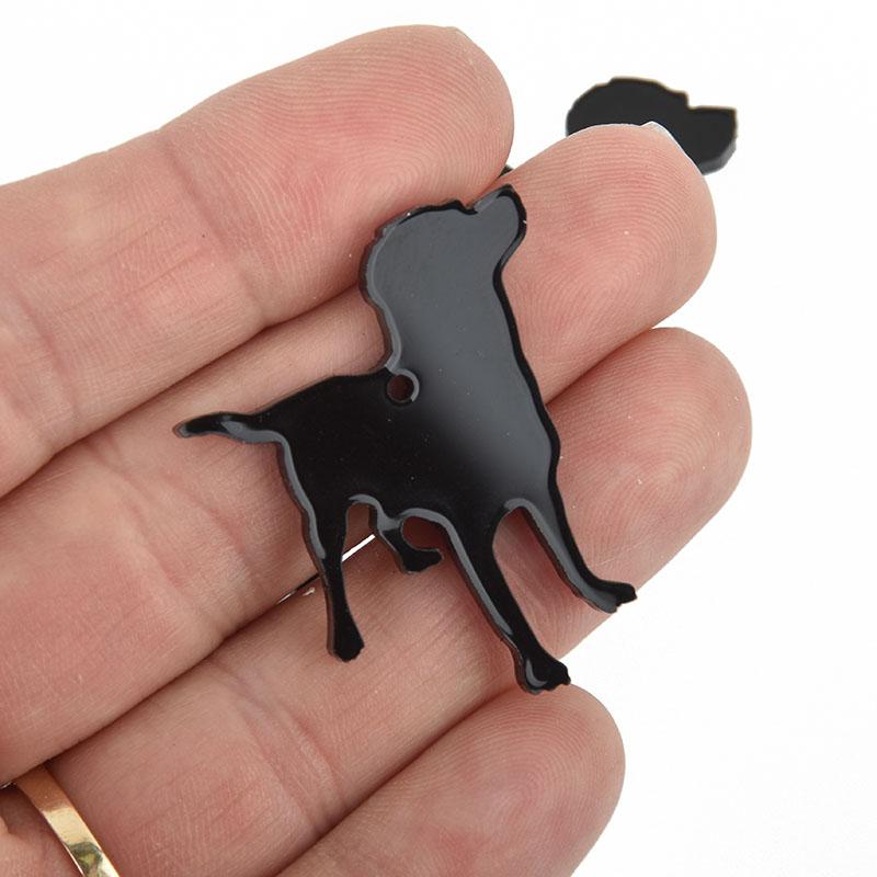 4 Black LABRADOR RETRIEVER DOG Charm Pendants, Laser cut acrylic Lca0571