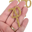 6 Cupcake Toppers Number 70 Birthday, GOLD Glitter Acrylic, Cupcake Picks, 2.25" long, Lca0586