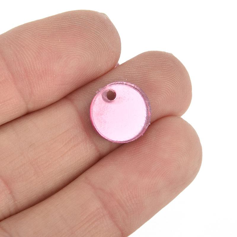 10 PINK MIRROR 1/2" Circle Charms Blanks Laser Cut Acrylic Disc Lca0587