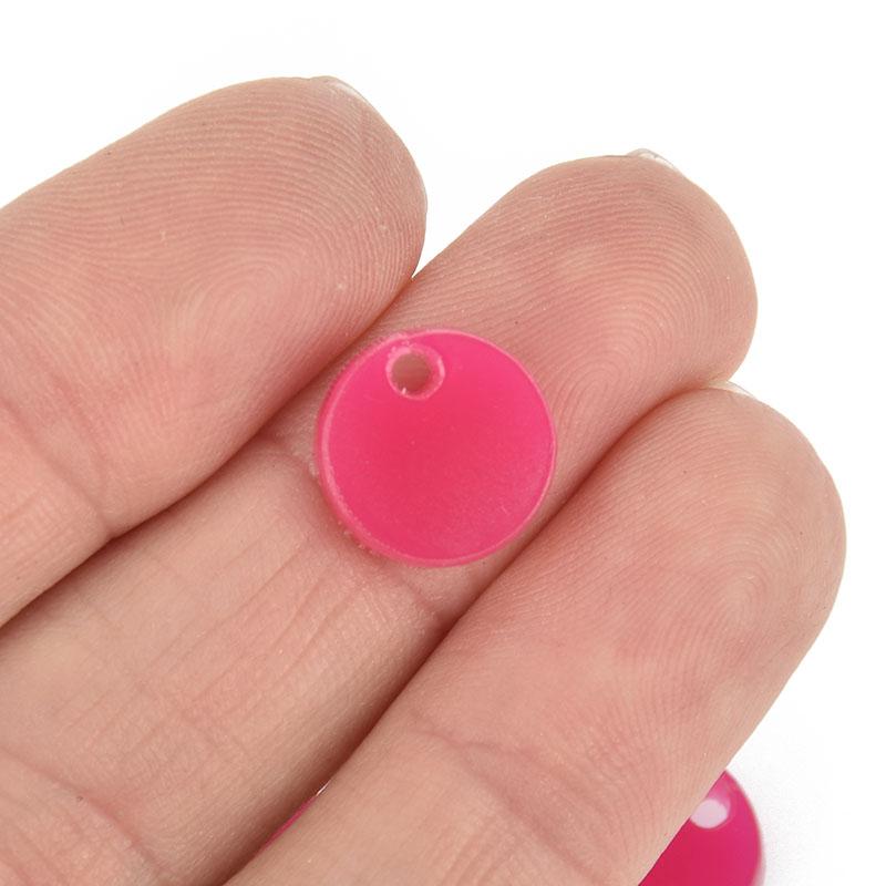 10 PINK OPAQUE 1/2" Circle Charms Blanks Laser Cut Acrylic Disc Lca0590