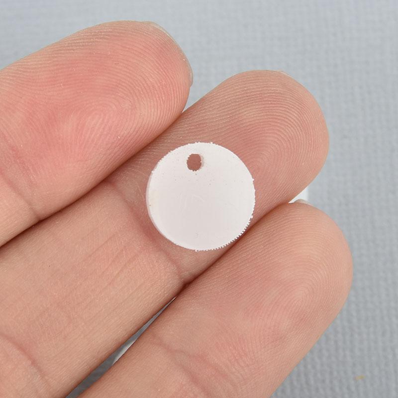 10 WHITE TRANSLUCENT 1/2" Circle Charms Blanks Laser Cut Acrylic Disc Lca0592