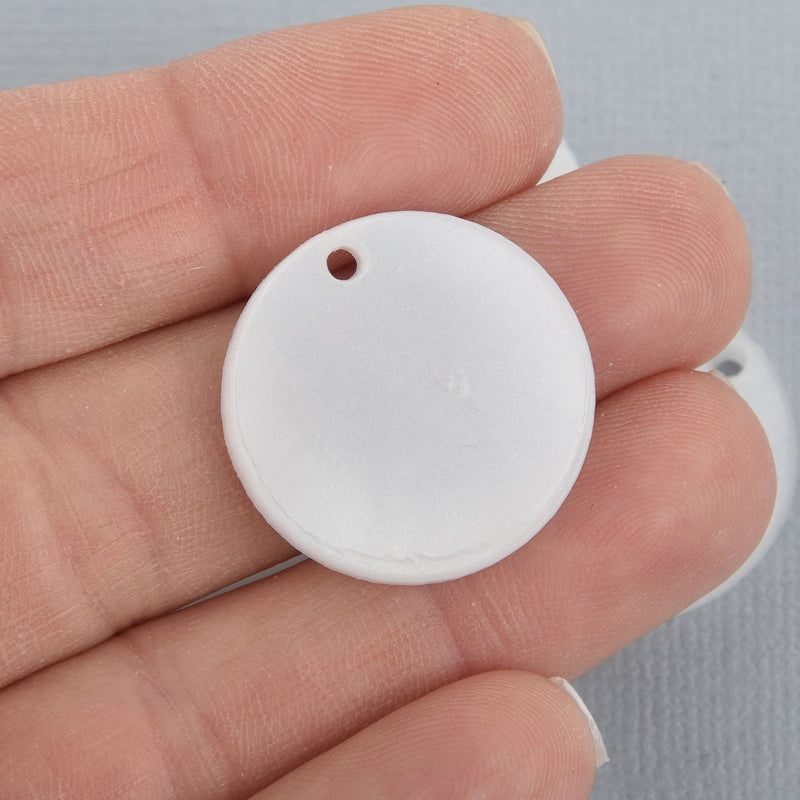 10 WHITE PEARL ACRYLIC 1" Circle Charm Blanks Laser Cut Acrylic Blanks Disc Lca0626