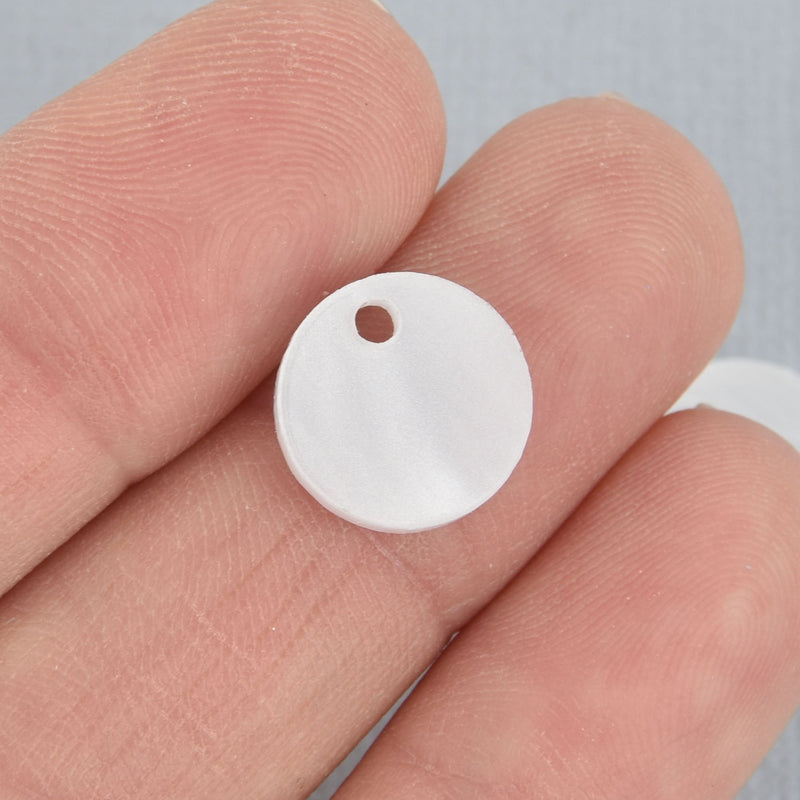 10 WHITE PEARL ACRYLIC 1/2" Circle Charm Blanks Laser Cut Acrylic Blanks Disc Lca0630
