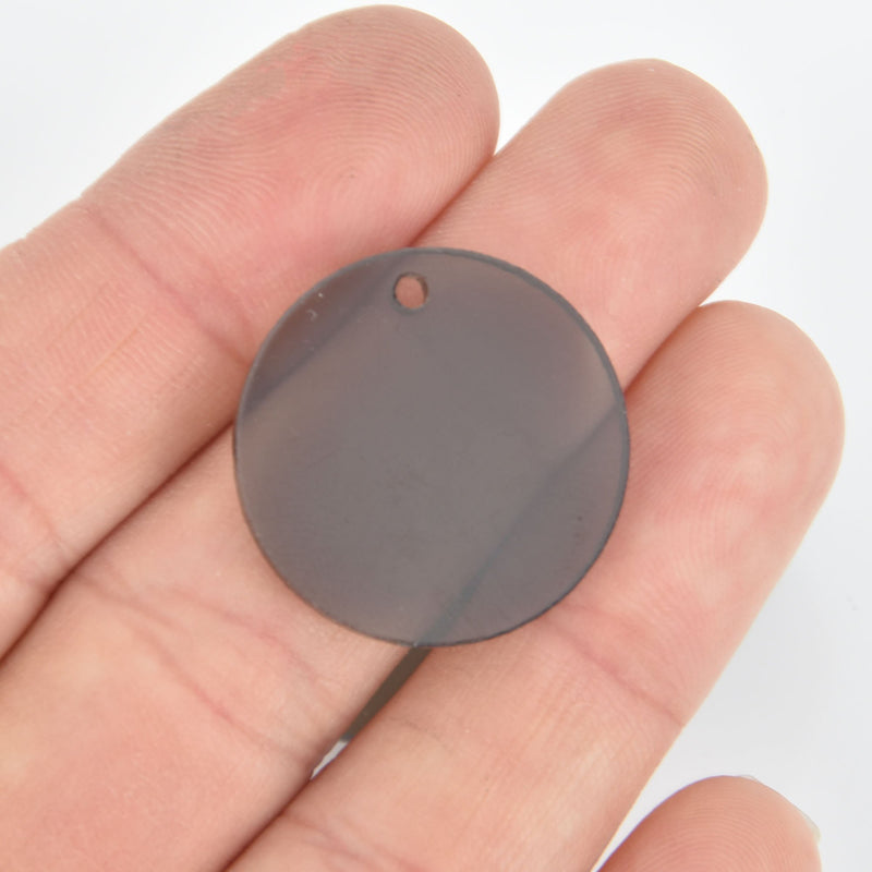 10 SMOKE GRAY ACRYLIC 1" Circle Charm Blanks Laser Cut Acrylic Blanks Disc Lca0653a