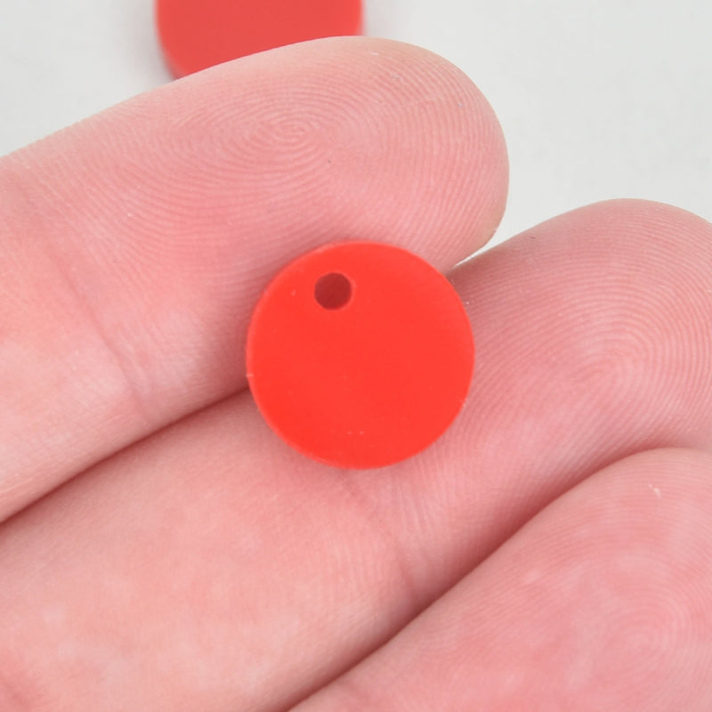 10 RED OPAQUE 1/2" Circle Charms Blanks Laser Cut Acrylic Disc Lca0657a