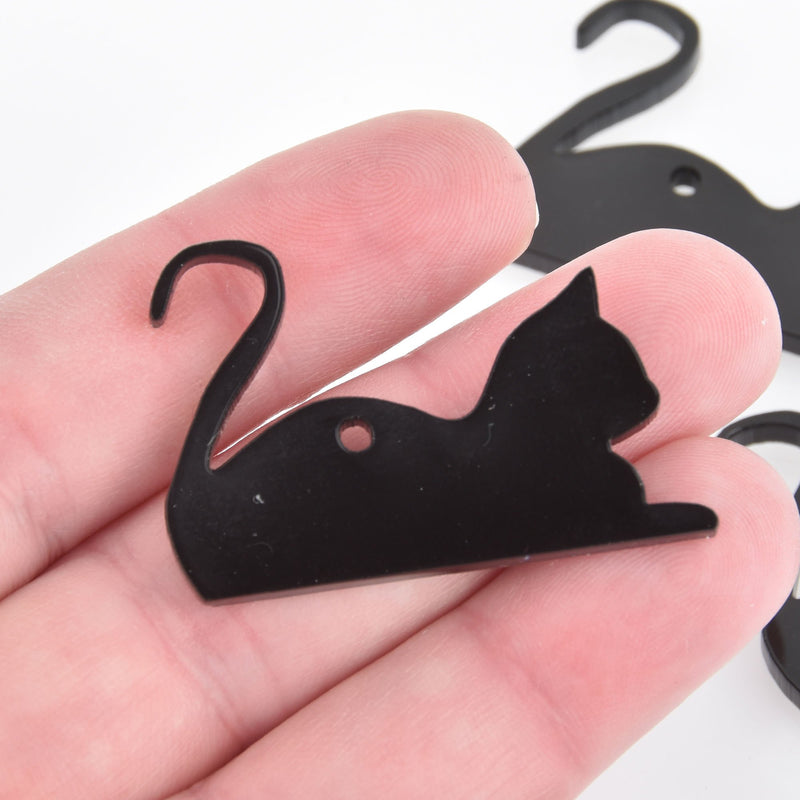 5 Black CAT Acrylic Charms Laser Cut 1.5" Lca0674