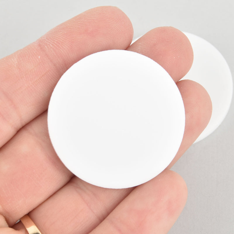 10 WHITE Acrylic 1.5" Circle Cabochons, opaque blanks round, NO HOLE Lca0676a