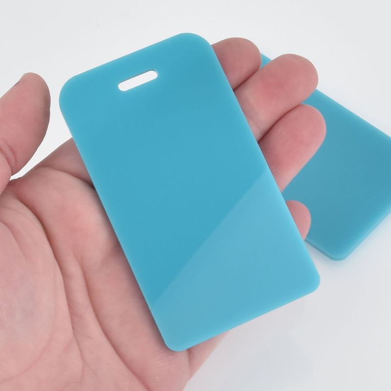 2 TURQUOISE BLUE Acrylic LUGGAGE Tags Blanks, Laser Cut Acrylic, 1/8" thick, bag tags, 3.5" x 2" Lca0678a