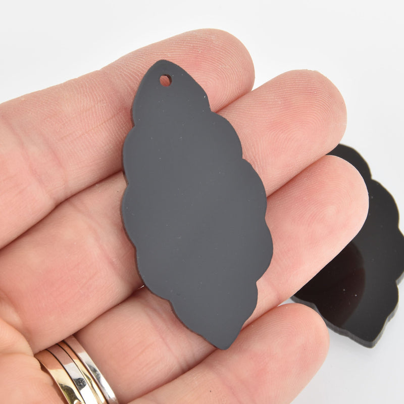 black laser cut acrylic scalloped leaf charms