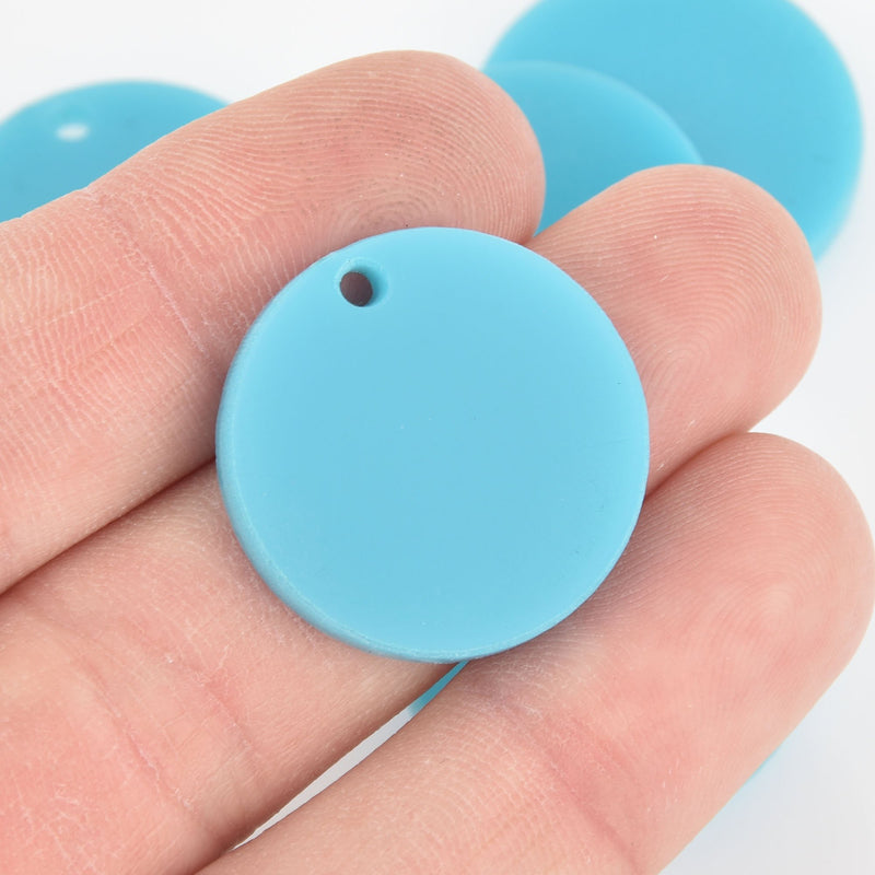 10 TURQUOISE BLUE ACRYLIC 1" Circle Charm Blanks Laser Cut Disc Lca0725a