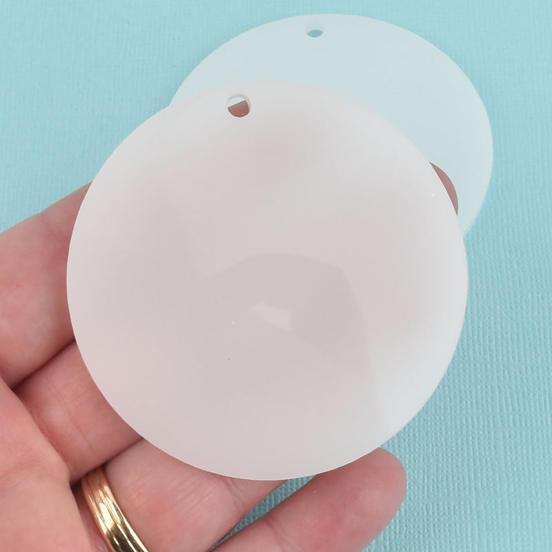 5 TRANSLUCENT WHITE 2.5" Circle Acrylic Blanks, round key chain blanks, CIRCLE Disc laser cut shapes Lca0730a