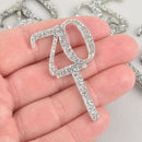 6 Cupcake Toppers Number 70 Birthday, Silver Glitter Acrylic, Cupcake Picks, 2.25" long, Lca0738