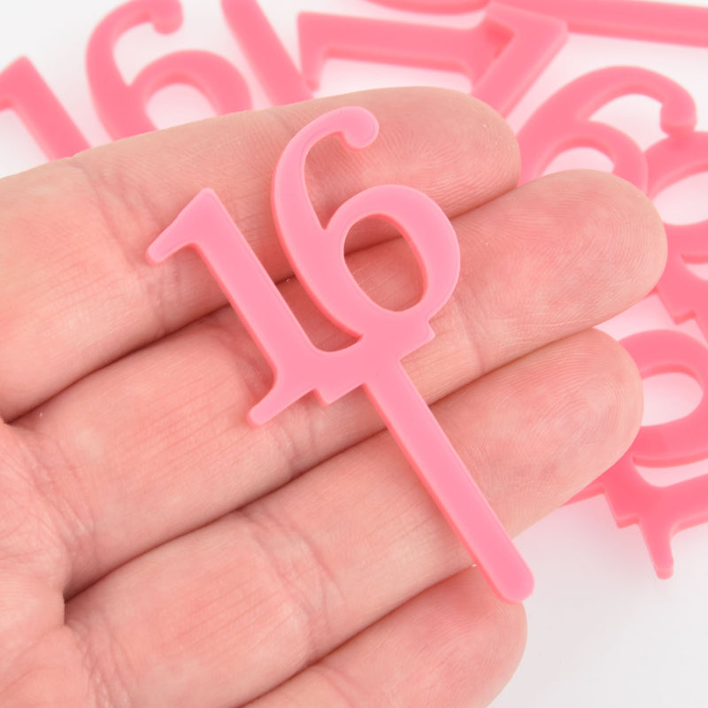 6 SWEET SIXTEEN Cupcake Toppers Number 16 Birthday Anniversary Party Picks, 2-1/8" long, Lca0741