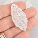 4 Acrylic Leaf Charms White Glitter Laser Cut 1.75" Lca0758a
