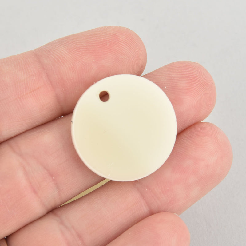 10 Ivory Cream Acrylic 1" Circle Charms blanks round drop charms Lca0763a