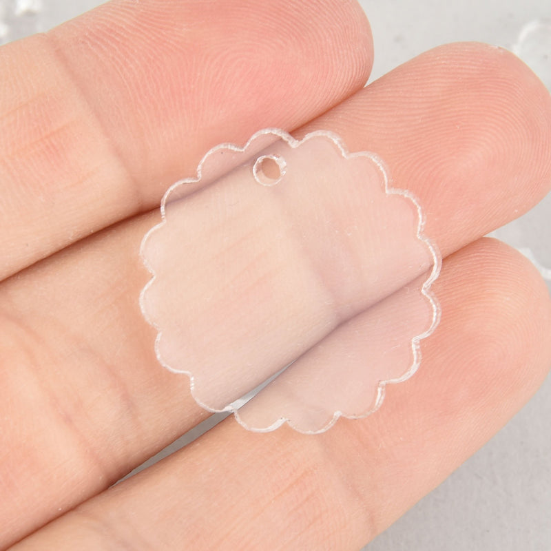 10 Flower blank charms 1" Clear laser cut acrylic Lca0782a