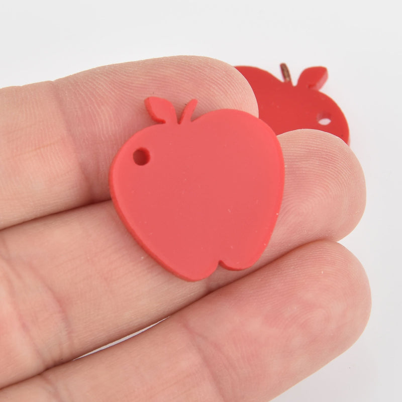 10 Red Apple Acrylic Circle Charms, 1" acrylic blanks Laser cut Lca0785a