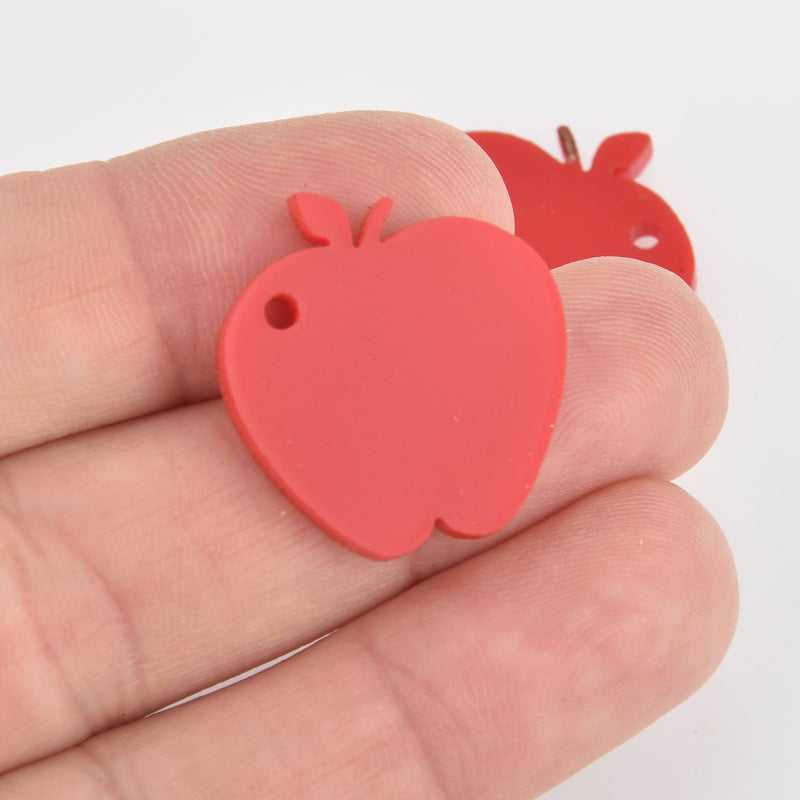 25 Red Apple Acrylic Circle Charms, 1" acrylic blanks Laser cut Lca0785b