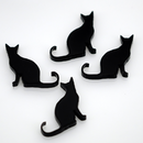 4 Black SITTING CAT Charms, no hole flatback cabochons, Laser Cut Acrylic lca0796a