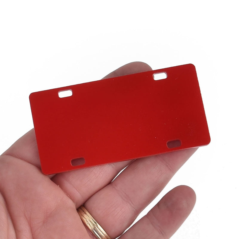 2 Red Mini License Plate Laser Cut Acrylic Blanks for Vinyl, 3" x 1.5", Lca0805a