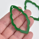 4 Acrylic Open Leaf Charms GREEN OPAQUE Laser Cut 2.5" lca0807a