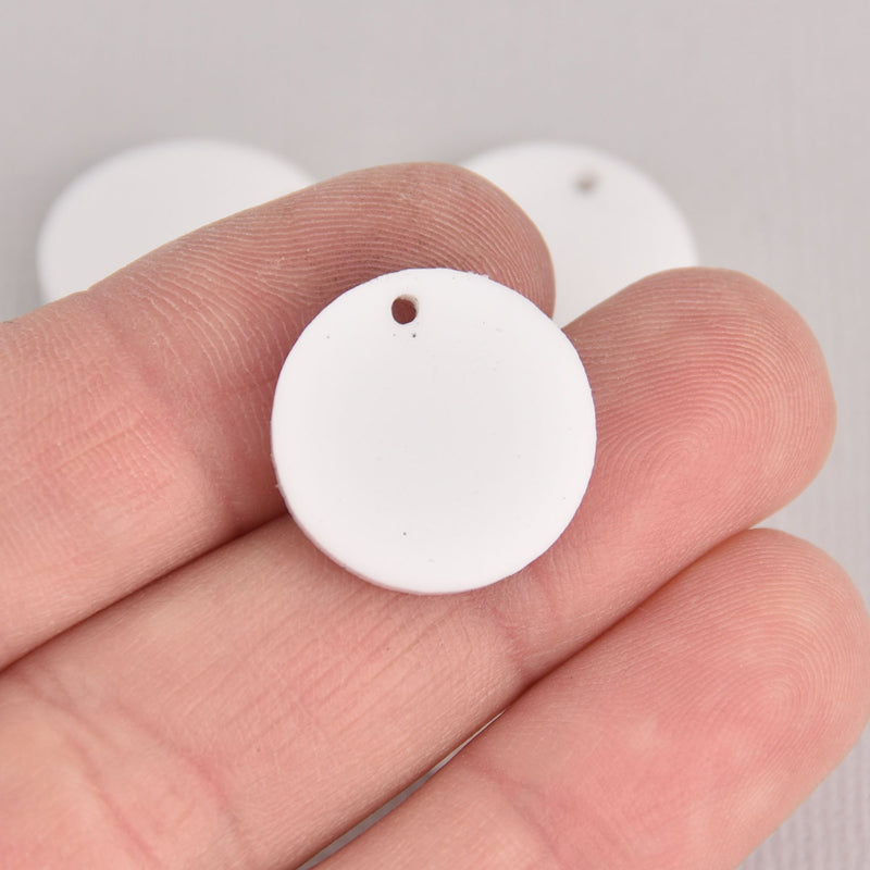 10 White Acrylic 3/4" Circle Charms blanks round drop charms Lca0809a