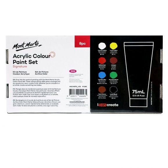 Acrylic Color Paint Set, 8 colors, 75ml tubes, pnt0219