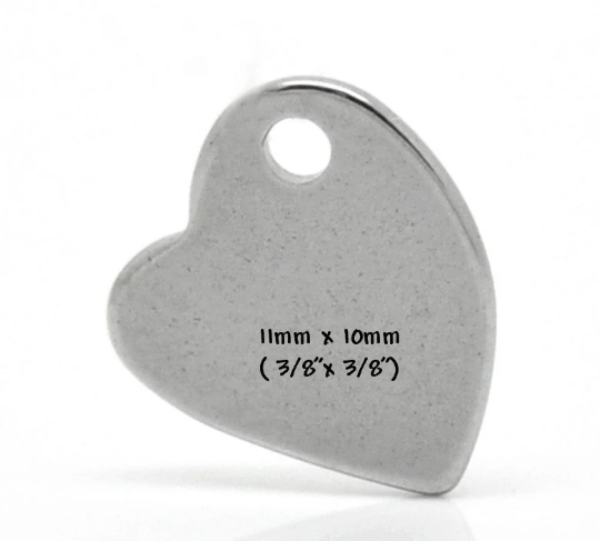 10 Stainless Steel Metal Stamping Blanks Charms, WILD HEART shape, 11mm x 10mm, punched hole . 18 gauge  MSB0007