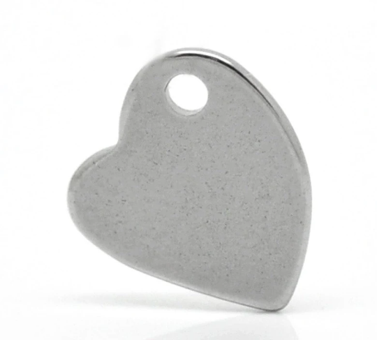 10 Stainless Steel Metal Stamping Blanks Charms, WILD HEART shape, 11mm x 10mm, punched hole . 18 gauge  MSB0007