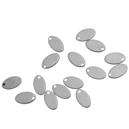 10 Stainless Steel Metal Stamping Blanks Charms, 13mm x 7mm OVAL shape 16 gauge (thick)  MSB0020