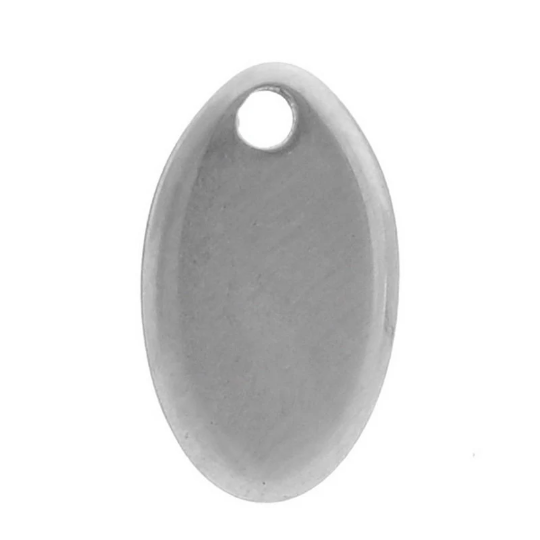 10 Stainless Steel Metal Stamping Blanks Charms, 13mm x 7mm OVAL shape 16 gauge (thick)  MSB0020