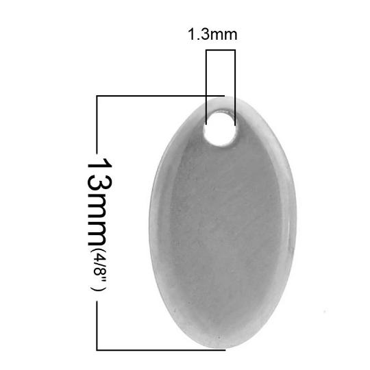 10 Stainless Steel Metal Stamping Blanks Charms, 13mm x 7mm OVAL shape 16 gauge (thick)  MSB0020