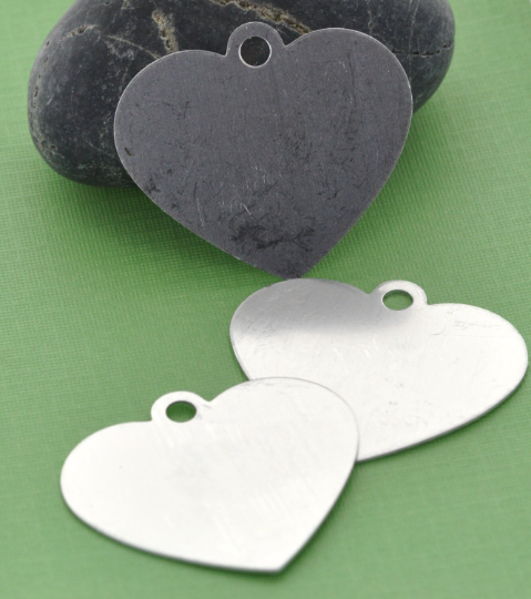 5 ALUMINUM HEART Metal Stamping Blanks Charms Pendants 48mm x 42mm (1-7/8" x 1-5/8") Large Heart Tag, 20 gauge msb0048