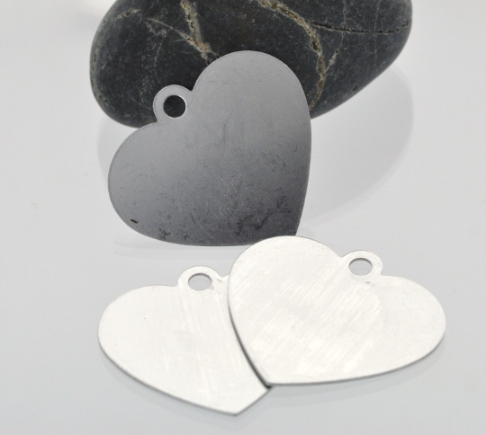 5 ALUMINUM HEART Metal Stamping Blanks Charms Pendants 48mm x 42mm (1-7/8" x 1-5/8") Large Heart Tag, 20 gauge msb0048