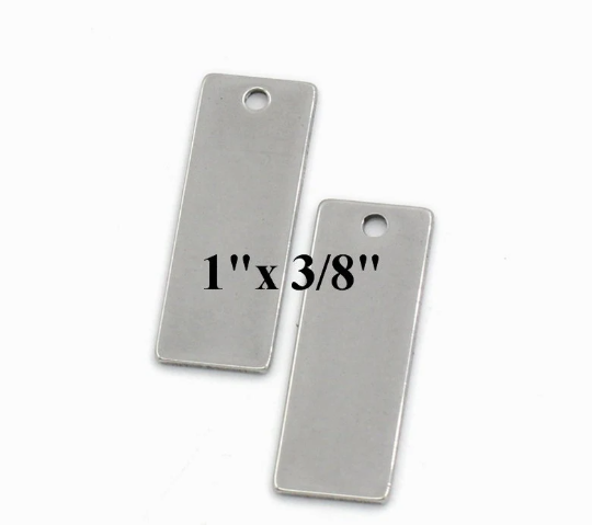 5 Stainless Steel Metal Stamping Blanks Charms, RECTANGLE shape, 1"x 3/8" . 18 gauge msb0052