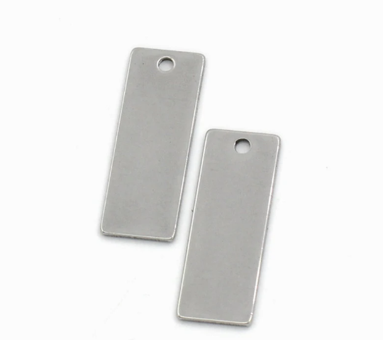 5 Stainless Steel Metal Stamping Blanks Charms, RECTANGLE shape, 1"x 3/8" . 18 gauge msb0052