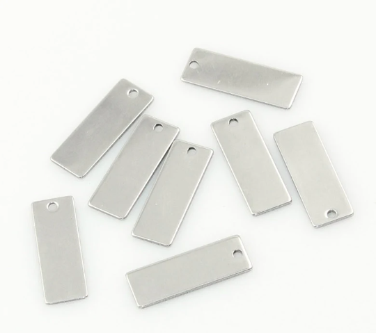 5 Stainless Steel Metal Stamping Blanks Charms, RECTANGLE shape, 1"x 3/8" . 18 gauge msb0052