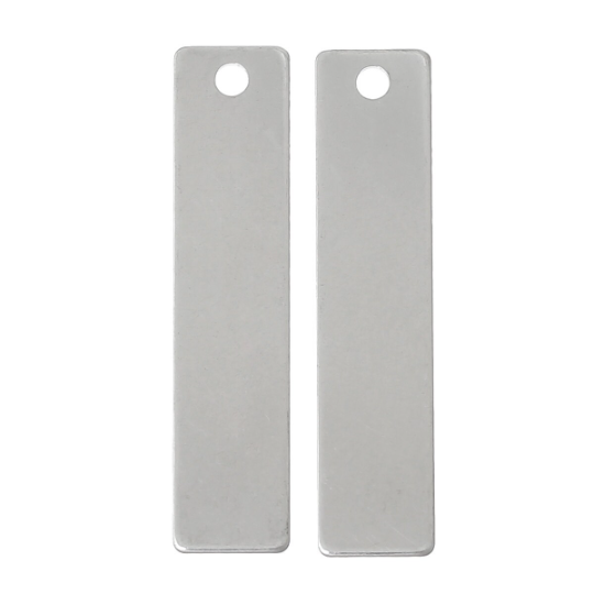 5 Stainless Steel Metal Stamping Blanks Charms, RECTANGLE with hole, 1-1/2" x 3/8" . 18 gauge  msb0105