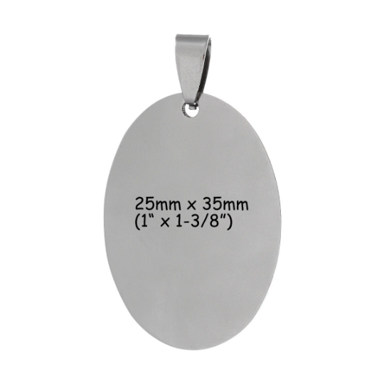 2 Stainless Steel Metal Stamping Blanks Charm Pendants with Bail, OVAL, 1-5/8" x 5/8" . 15 gauge  msb0107