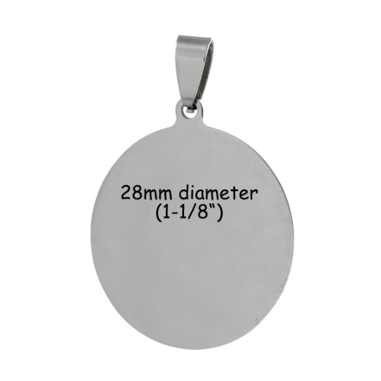 2 Stainless Steel Metal Stamping Blanks Charm Pendants with Bail, Flat CIRCLE DISC, 1-1/8" diameter  15 gauge  msb0108