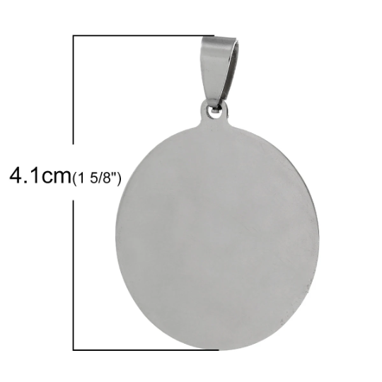 2 Stainless Steel Metal Stamping Blanks Charm Pendants with Bail, Flat CIRCLE DISC, 1-1/8" diameter  15 gauge  msb0108