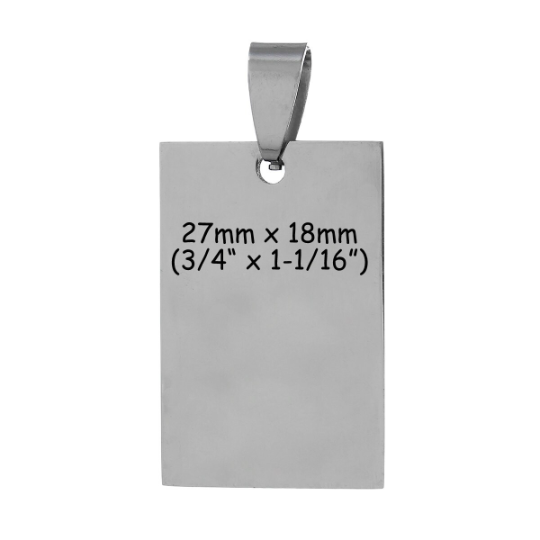 2 Stainless Steel Metal Stamping Blanks Charm Pendants with Bail, RECTANGLE, 3/4" x 1-1/16" . 15 gauge  msb0109