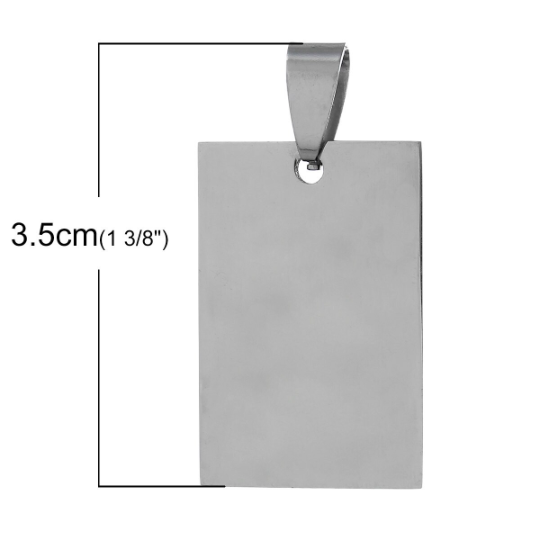 2 Stainless Steel Metal Stamping Blanks Charm Pendants with Bail, RECTANGLE, 3/4" x 1-1/16" . 15 gauge  msb0109