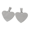 2 Stainless Steel Metal Stamping Blanks Charm Pendants with Bail, HEART 15/16" x 13/16" . 15 gauge  msb0110