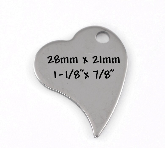 5 LARGE Stainless Steel Metal Stamping Blanks Charms ( 28mm x 21mm, 1-1/8"x 7/8") ), WILD HEART Tags, 18 gauge  msb0118