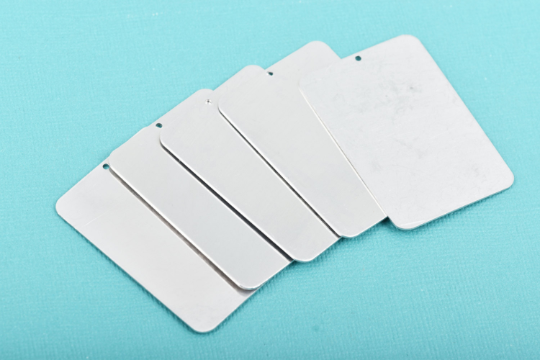 10 Silver Aluminum Metal Stamping Blanks Charms 2" x 1-3/8" RECTANGLE PLATE, With hole, 18 gauge, non-tarnish, msb0352