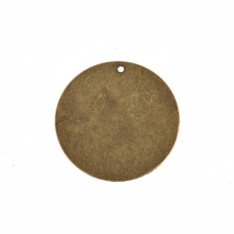 30 Distressed Bronze Stamping Blanks, Charms, LARGE CIRCLE DISC shape 1" diameter, 25mm, 30 gauge msb0460