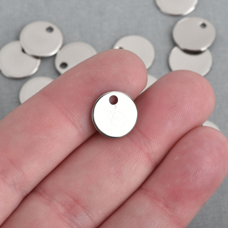 10 Silver Stainless Steel Round Stamping Blanks 12mm (1/2") 18 gauge msb0469