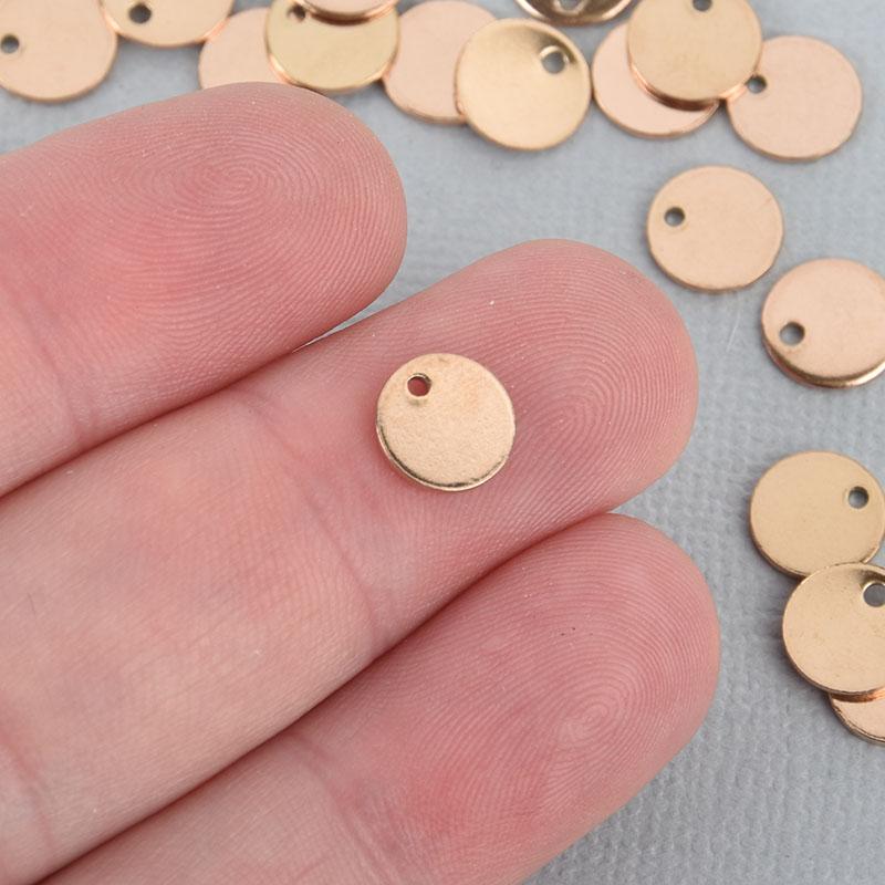 10 Rose Gold Stainless Steel Round Stamping Blanks 8mm (3/8") 20 gauge msb0481