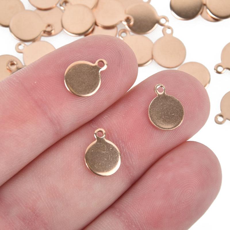 10 Rose Gold Stainless Steel Round Stamping Blanks 8mm (3/8") 20 gauge msb0483